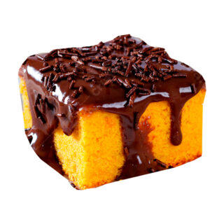 Bolo de cenoura com cobertura de chocolate (pedaço)